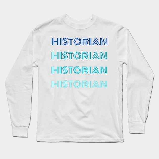 Blue Retro HIstorian Long Sleeve T-Shirt by seacucumber